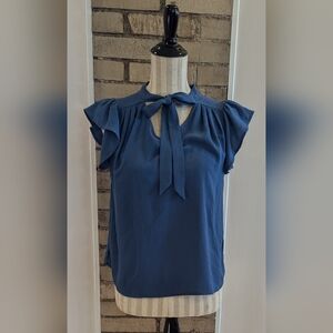 ACTIVE USA Women's Blue Top with Bow Detail